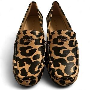 New Sz 7 Coach Women's Leopard Print Marley Driver Loafers